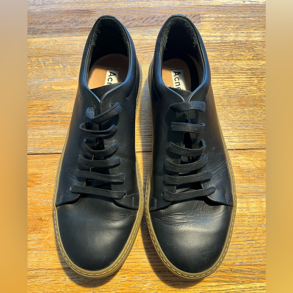 Men’s Acne Studio Black Leather Lace Sneakers
